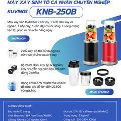 Máy Xay Sinh Tố Cá Nhân Chuyên Nghiệp Kuvings KNB-250B 2 Trong 1 - Công Suất 1000W, Tích Hợp Công Thức Ăn Kiêng, BPA-Free