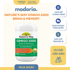 Viên Uống Hỗ Trợ Trí Nhớ Nature's Way Ginkgo 2000 Brain & Memory - 120 Viên - Sản Phẩm Chính Hãng Từ Úc