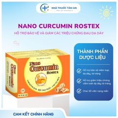 Viên Uống Nghệ Nano Curcumin Rostex - Hỗ Trợ Tiêu Hóa, Giảm Viêm Loét Dạ Dày, Trào Ngược Thực Quản - Hộp 30 Viên