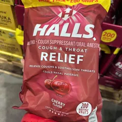 HALLS Relief Kẹo Ngậm Vị Cherry 800g - Giảm Khó Chịu Cổ Họng, Mát Lạnh, Tiện Lợi Dùng Hằng Ngày