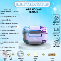 Tai Nghe Bluetooth AP2 Hổ Vằn 1571AM - Mic Khử Ồn ENC, Âm Thanh Không Gian, Chống Ồn 45dB, Sạc Không Dây, Thời Gian Sử Dụng 6-8 Giờ