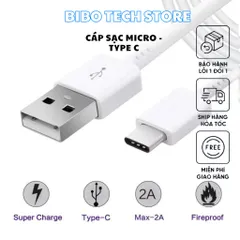 Cáp Sạc Type-C 1m - Hỗ Trợ Sạc 2A, Truyền Dữ Liệu Nhanh, Tương Thích Android, Dây Chắc Chắn, Giảm Nóng Khi Sạc