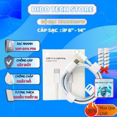 Bộ Sạc Nhanh PD 20W Cho iPhone 8-14PM - Sạc 0-50% Trong 30 Phút - Thiết Kế Nhỏ Gọn, Bảo Vệ Cáp Tặng Kèm