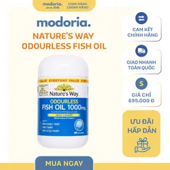 Viên uống dầu cá Nature's Way Odourless Fish Oil 1000mg 80 viên - Bổ sung EPA DHA hỗ trợ sức khỏe mắt và não bộ từ Úc