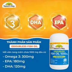 Viên uống dầu cá Nature's Way Odourless Fish Oil 1000mg 80 viên - Bổ sung EPA DHA hỗ trợ sức khỏe mắt và não bộ từ Úc