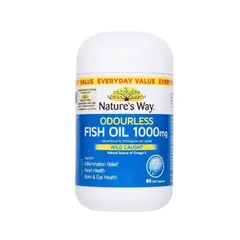 Viên uống dầu cá Nature's Way Odourless Fish Oil 1000mg 80 viên - Bổ sung EPA DHA hỗ trợ sức khỏe mắt và não bộ từ Úc