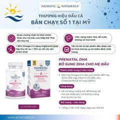 Viên uống Prenatal DHA Nordic 90 viên - Bổ sung Omega-3 cho bà bầu và trẻ sơ sinh, hỗ trợ phát triển trí não và giảm căng thẳng.
