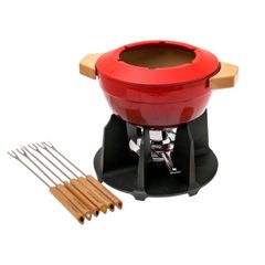 Bộ Nồi Lẩu Điện LeCreuset Fondue 2L Kirsche - Màu Đỏ Chất Liệu Gang Chống Dính, Dùng Để Nấu Ăn An Toàn và Tiện Lợi