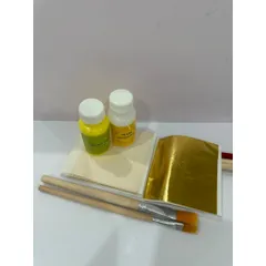 Combo Dát Vàng B Gold Gốc Nước - 50 Lá Vàng Kèm Keo, Phủ & Chổi Dùng Cho Nghệ Thuật Gỗ, Dừa, Bưởi, Dưa Hấu