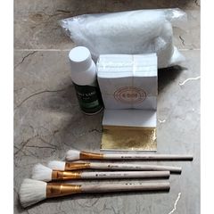 Bộ Combo Dát Vàng A Gold - 500 Lá Vàng, 100ML Keo Gốc Nước, 4 Chổi và 50G Bông Chà Vàng - Tiện Lợi Để Thể Hiện Nghệ Thuật