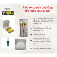 Bộ Combo Dát Vàng A Gold - 500 Lá Vàng, 100ML Keo Gốc Nước, 4 Chổi và 50G Bông Chà Vàng - Tiện Lợi Để Thể Hiện Nghệ Thuật