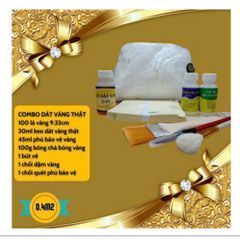 Combo Dát Vàng 100 Lá 9.33cm - Bộ Dụng Cụ Hoàn Chính Kèm Keo và Phụ Kiện Dát Vàng Đồ Thờ, Phong Thủy