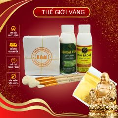 Combo 500 Lá Vàng Dát Vàng - Bộ Phụ Kiện 100ml Keo Dán & Phủ Bảo Vệ, Chổi Quét Dành Cho Nghệ Thuật Dát Vàng ốp Gỗ, Thạch Cao