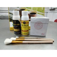 Combo Dát Vàng Tiết Kiệm - Bộ Dụng Cụ Đầy Đủ Để Dát Vàng Trên Thạch Cao, Giấy, Đồ Thủy Sinh, Tượng Phật