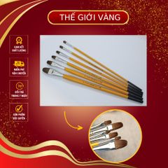 Bộ chổi vẽ keo cán vàng 6 cái - Dụng cụ vẽ nhũ nghệ thuật cho họa sĩ, chất liệu lông sói, kích thước đa dạng 2-12