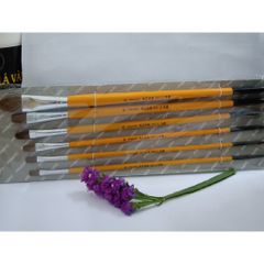 Bộ chổi vẽ keo cán vàng 6 cái - Dụng cụ vẽ nhũ nghệ thuật cho họa sĩ, chất liệu lông sói, kích thước đa dạng 2-12