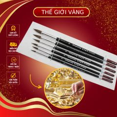 Bộ bút vẽ lông sói đầu nhọn 6 cây - Dụng cụ vẽ dát vàng, vẽ tranh, tạo họa tiết hoa văn cho đồ thờ và nội thất