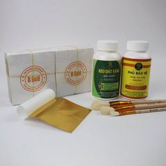 Bộ Combo Dát Vàng 1000 Lá Vàng với Keo Phủ Gốc Nước 200ml - Dùng cho Dừa, Bưởi, Dưa Hấu - Tặng 20g Bông Chà Bóng Vàng