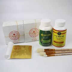 Bộ Combo Dát Vàng 1000 Lá Vàng với Keo Phủ Gốc Nước 200ml - Dùng cho Dừa, Bưởi, Dưa Hấu - Tặng 20g Bông Chà Bóng Vàng