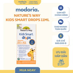 Vitamin D3K2 Kids Smart Drops 11ml - Dạng Nhỏ Giọt Bổ Sung Vitamin D và K cho Trẻ Sơ Sinh từ Nature's Way Úc