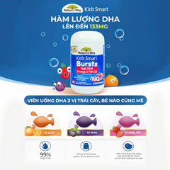 Viên Nhai Omega-3 DHA Cao Nature’s Way Kids Smart Bursts - 60 Viên Hỗ Trợ Thị Giác và Phát Triển Cho Trẻ Em, Xuất Xứ Úc