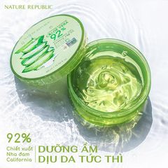 Gel Dưỡng Ẩm Nature Republic Aloe Vera 92% - Giải Pháp Dưỡng Ẩm Từ Thiên Nhiên 300ml cho Da Mịn Màng, Tươi Trẻ