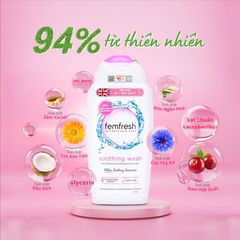 Femfresh Soothing Wash 250ml - Dung Dịch Vệ Sinh Phụ Nữ Kháng Khuẩn, Không Gây Dị Ứng, Hàng Nhập Khẩu Chính Ngạch từ Anh