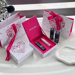 Bộ (Fullbox) Son Dior Rouge Dior Couture 999 Đỏ Tươi + Addict Lip Glow Balm 001 Hồng Nhạt - Chính Hãng, Dưỡng Môi Quyến Rũ