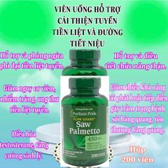 Viên uống hỗ trợ tuyến tiền liệt và đường tiết niệu Saw Palmetto 450mg  200 viên, hàng nhập Mỹ