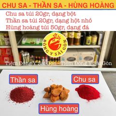 Bộ Phong Thủy Chu Sa, Thần Sa, Hùng Hoàng - Tinh Chất Thờ Cúng Giúp Tăng Tài Lộc, An Khí Trong Nhà 50g