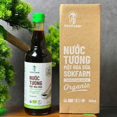 Nước Tương Mật Hoa Dừa Hữu Cơ Sokfarm Ít Muối - 60ml, 200ml, 500ml - Gia Vị Chay Không Đậu Nành, Hấp Dẫn Và Tự Nhiên