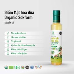 Giấm Mật Hoa Dừa Organic Sokfarm 265ml - Hỗ Trợ Tiêu Hóa, Giàu Khoáng Chất và Enzyme, 100% Tự Nhiên, Không Biến Đổi Gen