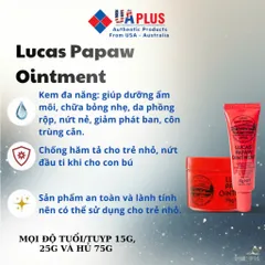 Kem Đu Đủ Lucas' Papaw Ointment - Dưỡng Da Đa Năng (15g, 25g, 75g) Ch  ữa Bỏng, Nứt Môi, phù hợp Cho Trẻ Nhỏ