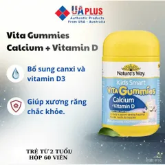 [Nhập khẩu chính ngạch] Nature's Way Vita Gummies Calcium + Vitamin D – Kẹo canxi cho bé (60 viên)