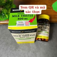 Viên uống Mason Natural Milk Thistle 500mg - Hỗ trợ thải độc gan và bảo vệ chức năng gan (60 viên)