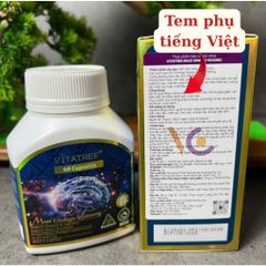 Vitatree Maxi Ginkgo 9500mg Max - Viên uống bổ não tăng cường tuần hoàn máu não, 60 viên Nhập khẩu Úc