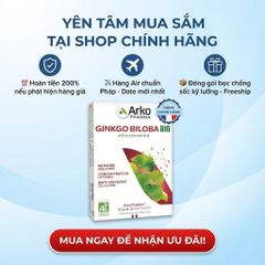 Tinh Chất Bạch Quả Arkopharma Ginkgo Biloba BIO - Hỗ Trợ Tăng Cường Trí Nhớ Dạng Ống Uống, Hộp 20 Ống, Xuất Xứ Pháp