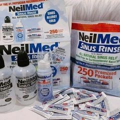 Bộ Bình Nước Rửa Mũi NEILMED SINUS RINSE - 2 Bình Squeeze 240ml, 1 Chai NasalMist 75ml, 250 Gói Muối An Toàn, Vệ Sinh Mũi Hàng Ngày