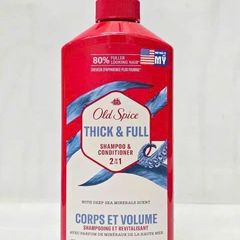 Dầu Gội & Xả Old Spice 2in1 Thick & Full 650ml - Giải Pháp Dưỡng Tóc Dày Dặn, Sạch Sâu, Độ ẩm Tự Nhiên