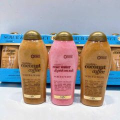 Sữa Tắm OGX Scrub & Wash Set 3 Chai 577ml - Tẩy Da Nhẹ Nhàng, Hương Thơm Lâu Dài, Chăm Sóc Da Tự Nhiên