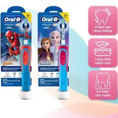 Bàn chải điện Oral-B cho bé trai - Chăm sóc răng miệng hiệu quả với công nghệ sóng siêu âm - Thiết kế sinh động, dễ sử dụng