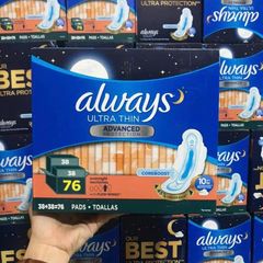 Băng Vệ Sinh Always Ultra Thin Advanced Protection 76 Miếng - Thiết Kế Siêu Mỏng, Thấm Hút Nhanh, Dành Cho Phụ Nữ Thoải Mái Hàng Ngày