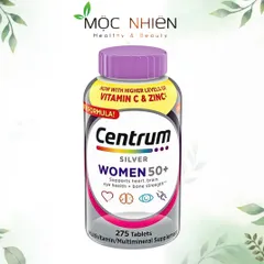 Centrum Silver Women 50+ - Vitamin Tổng Hợp Bổ Sung A, C, D3, E, Canxi, Khoáng Chất, Hỗ Trợ Sức Khỏe Tim Mạch & Xương Khớp - 275 Viên