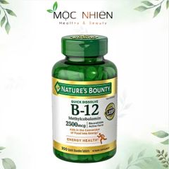 Viên uống Vitamin B12 Nature's Bounty 2500mcg 300 viên - Giúp duy trì hệ thần kinh, phòng ngừa thiếu máu và hỗ trợ tim mạch khỏe mạnh