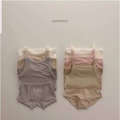 Bộ Đồ Lót Trẻ Em Peekaboo Phong Cách Hàn Quốc - Cotton Thoáng Khí Cho Bé Trai, Bé Gái Mùa Hè Siêu Xinh, An Toàn, Dễ Chịu