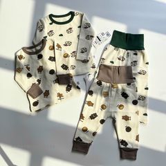 Bộ Đồ Dài Tay Cotton Cạp Cao Hình Gấu Dễ Thương Cho Bé - Thời Trang Dễ Thương Cho Bé Trai & Bé Gái, Mặc Đi Học Hay Đi Chơi