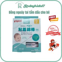 Bông ngoáy tai tẩm dầu Pigeon cho bé - Hộp 50 chiếc an toàn, chất liệu cotton Nhật Bản, chuyên dùng vệ sinh tai và mũi trẻ em