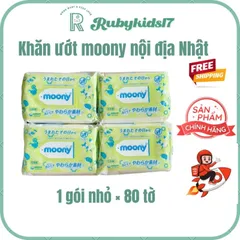 Khăn ướt Moony Nhật Bản Thùng 4 Bịch (32 Gói, 2.560 Tờ) - Mềm Mại, Không Mùi, An Toàn Cho Trẻ Sơ Sinh
