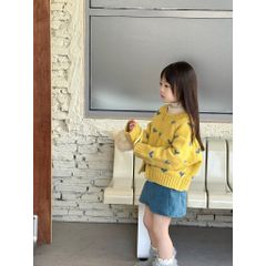 Áo Khoác Len Cardigan Ngắn Dáng Rộng Hình Trái Tim Kéo Khoá Princess Yuyu - Thời Trang Mùa Đông 2026 cho Bé gái