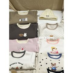 Bộ Đồ Ngủ Dài Tay Cổ Tròn Giữ Nhiệt Mịn Nhiều Họa Tiết Dễ Thương Cho Bé - Thời Trang Thu Đông Hàn Quốc Cho Trẻ Em